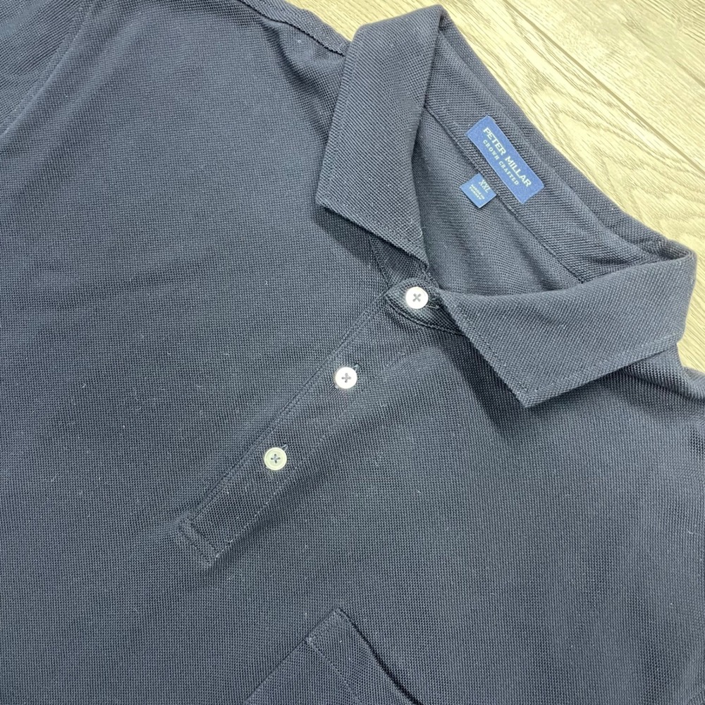 Peter Millar Crown Crafted Polo Mens XXL Navy Blue Pique Cotton MS24XK37 READ